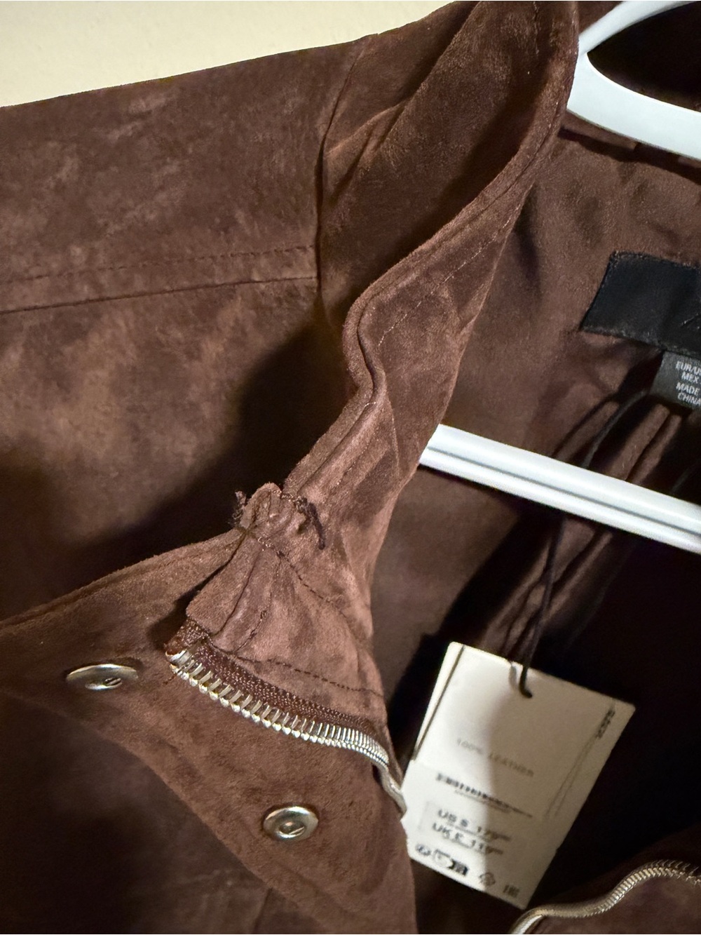 Zara Real Suede Leather Pocket Bomber Jacket XL - New with tag - Picture 11 of 16
